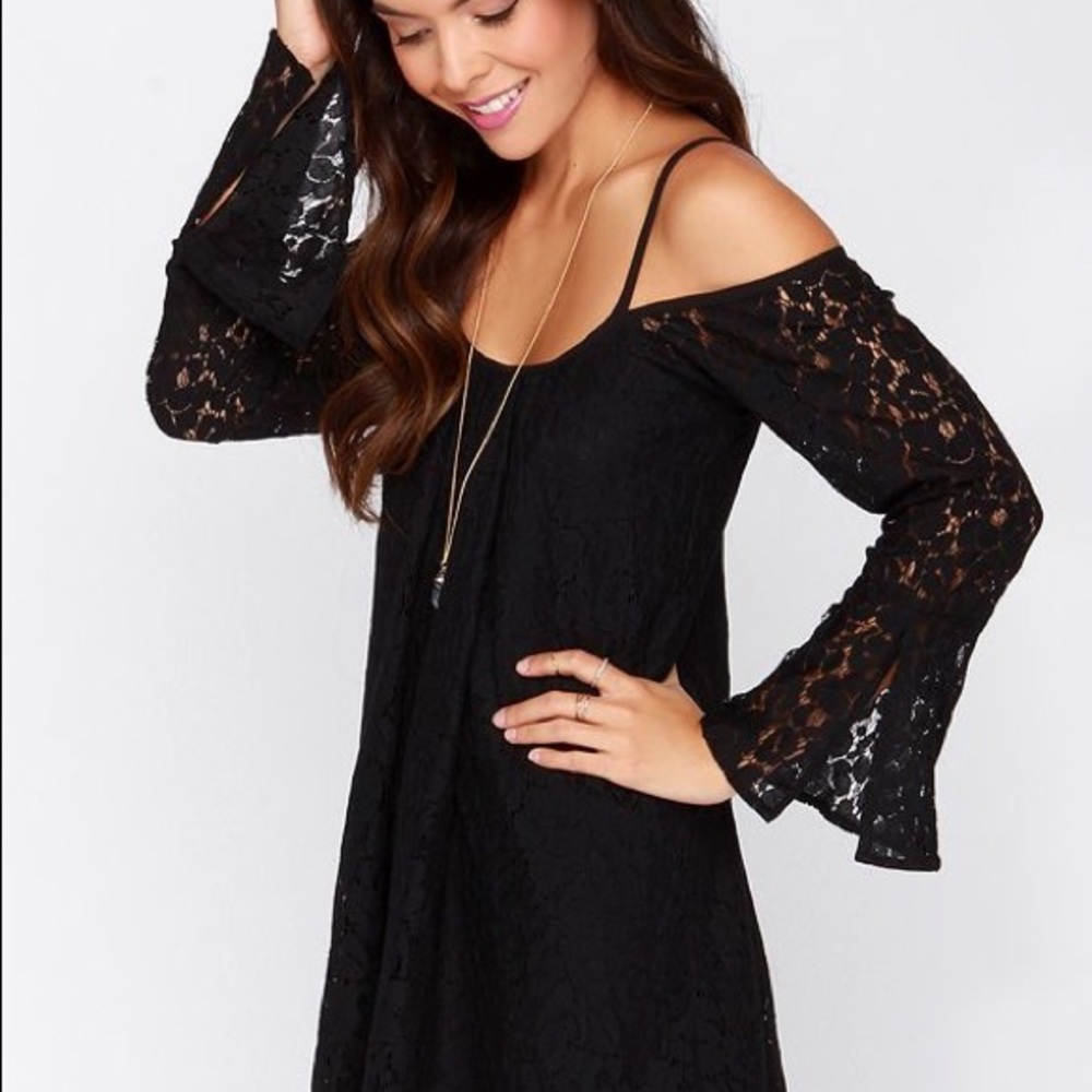 Love Lucy love Hollie Black long sleeve lace dress size Small